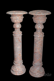 COPPIA DI COLONNE CON VASO IN MARMO RARO h 116