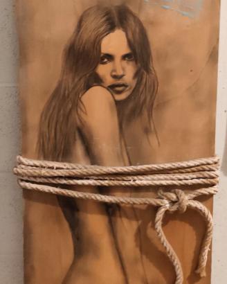 Opera d’arte originale su tavola – Carboncino e co