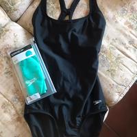 Costume nuoto nero con cuffia celeste SPEEDO NUOVI