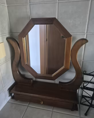 Specchiera psiche toeletta da tavolo in legno