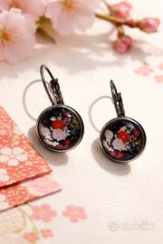 Orecchini a monachina fantasia floreale giapponese