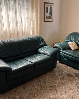 Divano e poltrona in pelle 