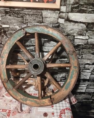  ruota in legno fine '800 predisposta lampadario