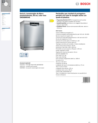 Lavastoviglie Bosch serie 6 libero posizionamento