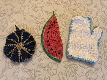 Set 3 presine realizzate a mano. Lana / Cotone.