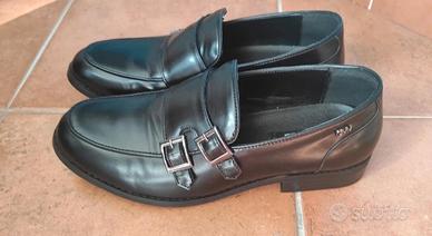Mocassini Monkstrap uomo nero doppie fibbie 41  