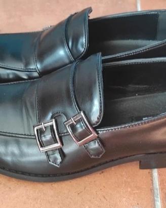 Mocassini Monkstrap uomo nero doppie fibbie 41  