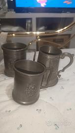 antichi boccali in peltro 