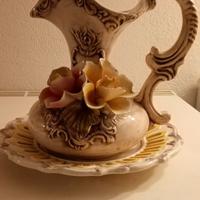 Vaso centrotavola con piatto ceramica deruta