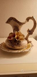 Vaso centrotavola con piatto ceramica deruta