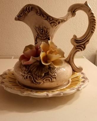 Vaso centrotavola con piatto ceramica deruta