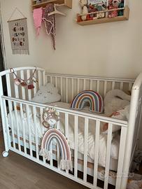 Lettino con sbarre culla 140X70 con materasso