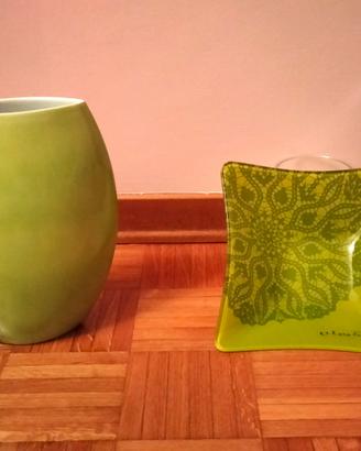 Vaso e  piatto coordinati firmati Claraluna 