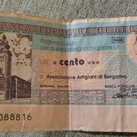 Miniassegno 100 lire BPB