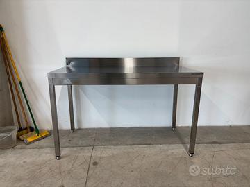 Tavolo inox con alzatina, senza ripiano 140x70x85H