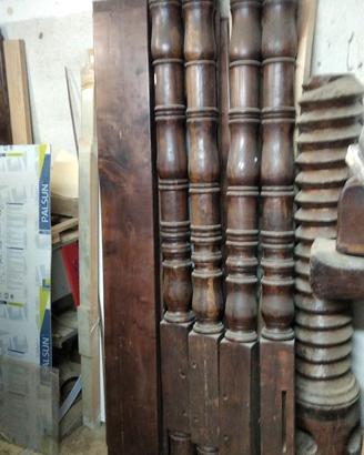 Letto a baldacchino legno  castagno antico