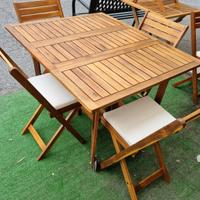 Set Tavolo Acacia COMPRESE 4 SEDIE RICHIUDIBILE 