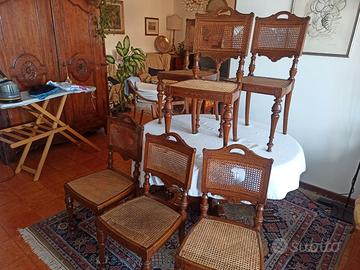 6 SEDIE ITALIANE IN NOCE  FINE '800