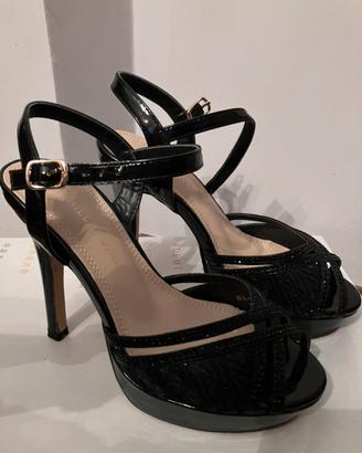 Sandali neri Vanilla Punk con strass e plateau