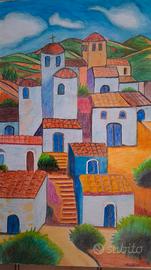 Quadro dipinto a mano “Borgo Mediterraneo” – artis