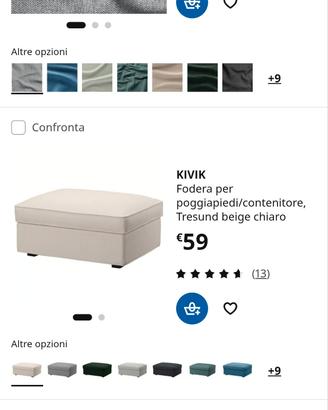 Fodera beige nuova per pouf Kivik Ikea