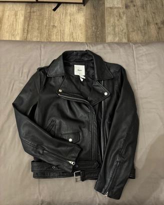 Giubbotto biker di vera pelle