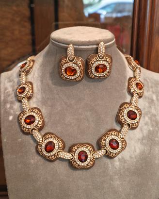 Set vintage barocco collana e orecchini donna