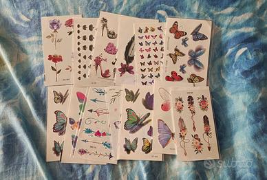 set 150 tatuaggi temporanei su vari foglietti