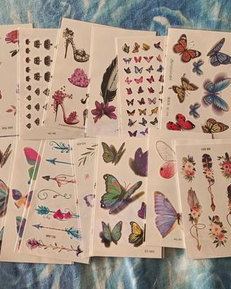 set 150 tatuaggi temporanei su vari foglietti