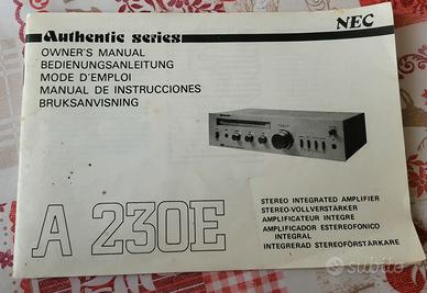 libretto istruzioni amplificatore Nec