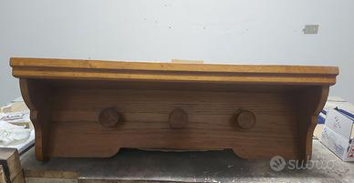 Appendiabiti da parete con mensola in legno di rov