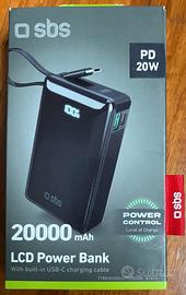SBS powerbank 20.000 mAh con cavo USB-C inte.