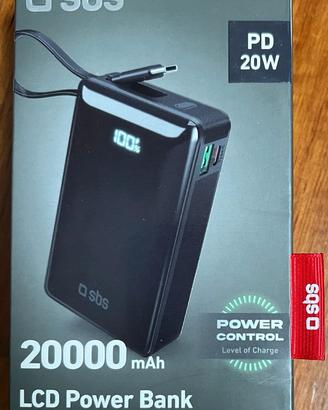 SBS powerbank 20.000 mAh con cavo USB-C inte.