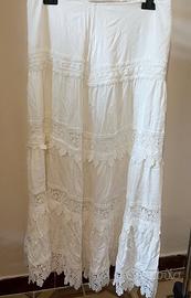 Gonna lunga bianca con fodera e rou