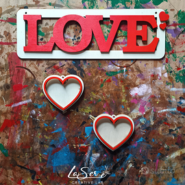 Targhetta Love + cuori portafoto