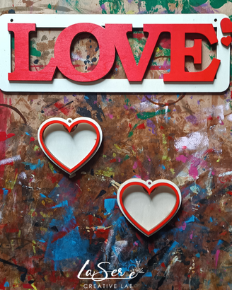 Targhetta Love + cuori portafoto