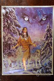 Poster Stampa laminata indiana e lupi