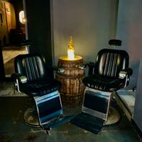 Coppia Poltrone Barbiere Vintage '40-48 Pelle Nera