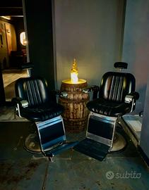 Coppia Poltrone Barbiere Vintage '40-48 Pelle Nera