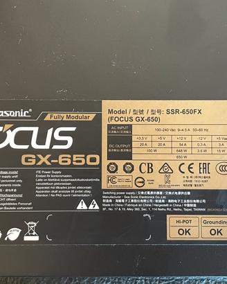 Alimentatore psu 650w seasonic focus 80 gold