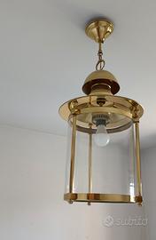 3 Lampadari vintage uguali – ottone e vetro