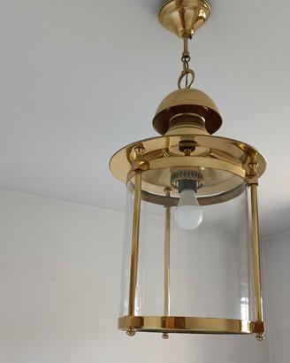 3 Lampadari vintage uguali – ottone e vetro