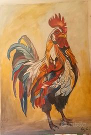 Gallo acquarello dipinto
