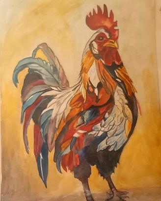 Gallo acquarello dipinto