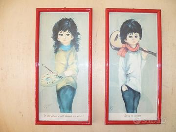 Quadri ragazzi Hippy firmati Giusy anni 60