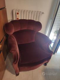 Poltrona vintage rosso scuro anni '50