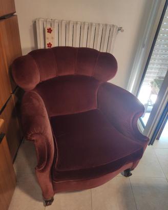 Poltrona vintage rosso scuro anni '50