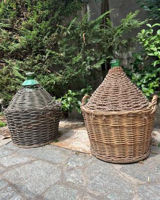 Stock 4 damigiane vintage d’epoca(vimini, legno, v