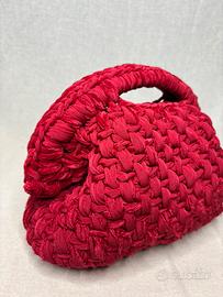 Borsa a mano clutch rossa ciliegia uncinetto