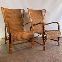 Coppia poltrone vintage in vimini